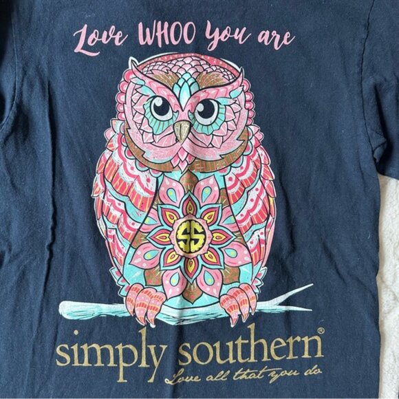 Simply Southern | “Love who you are” Owl Navy Long Sleeve tee | Size Small - Picture 5 of 11